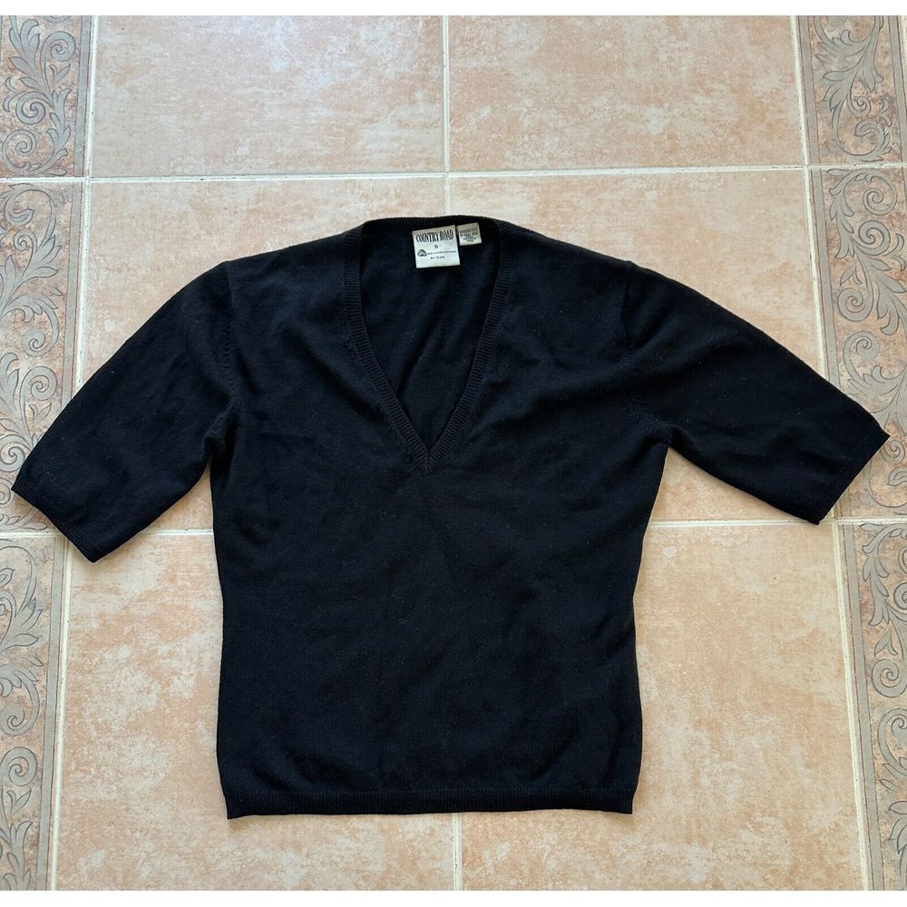 Country Road 1/4 sleeve women pure wool‎ V-neck sweater or top  Women size S
